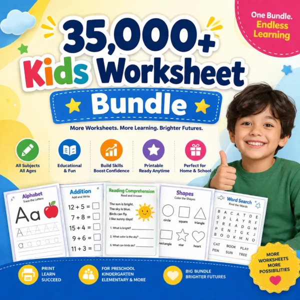 35,000+ Kids Worksheet Bundle